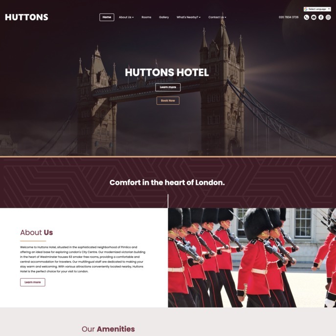 Huttons Hotel website