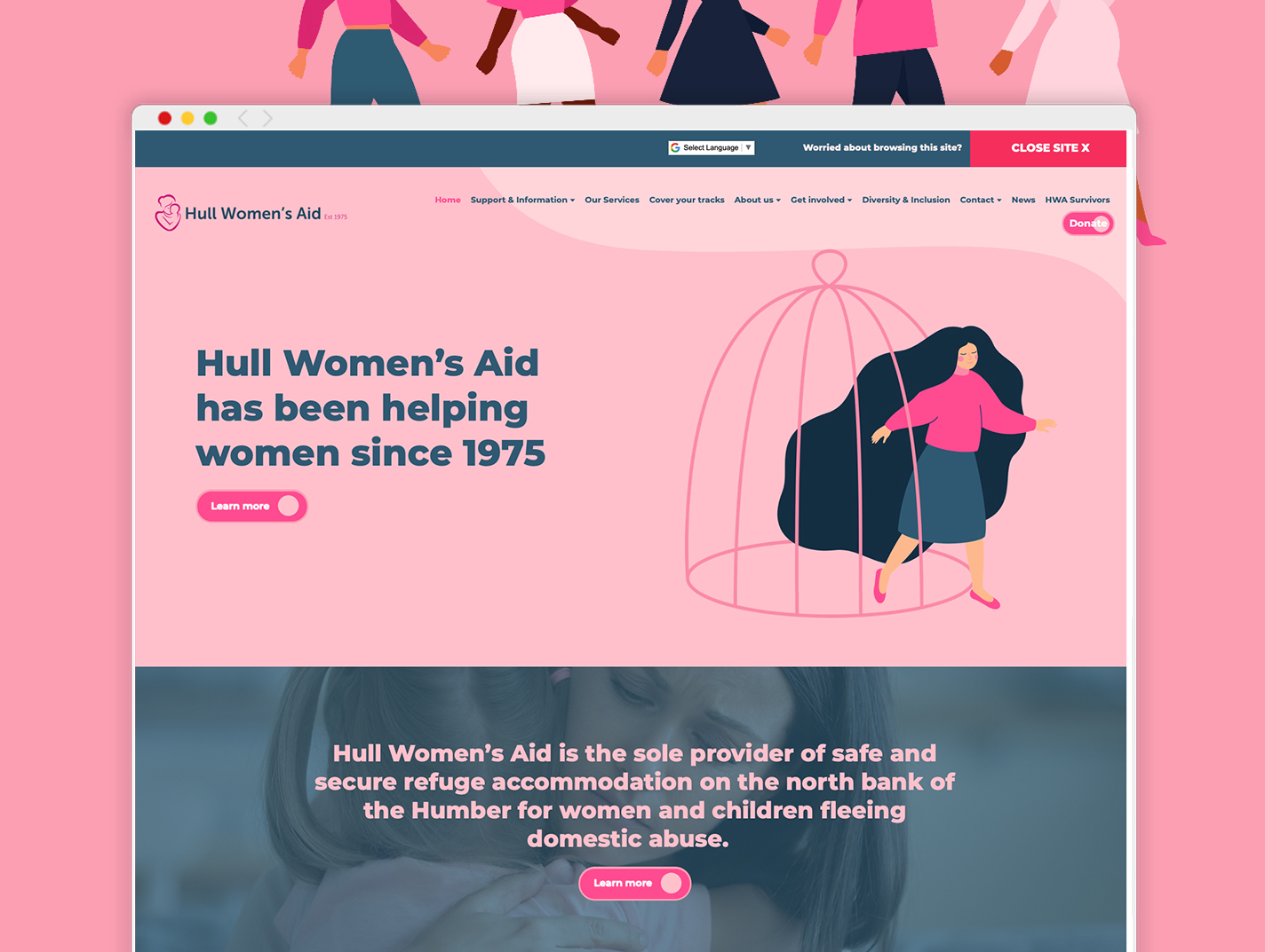 Website design and ongoing website support for Hull Women's Aid