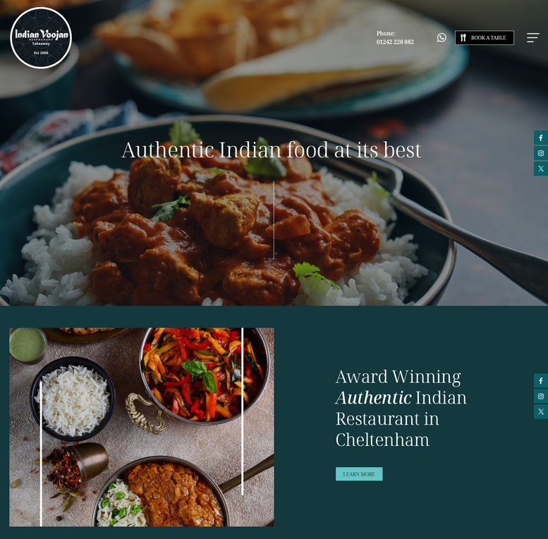 Indian Voojan Restaurant website